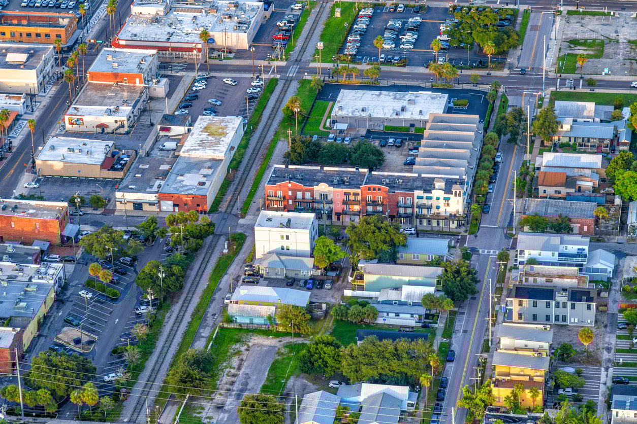 Tampa neighborhood aerial shot